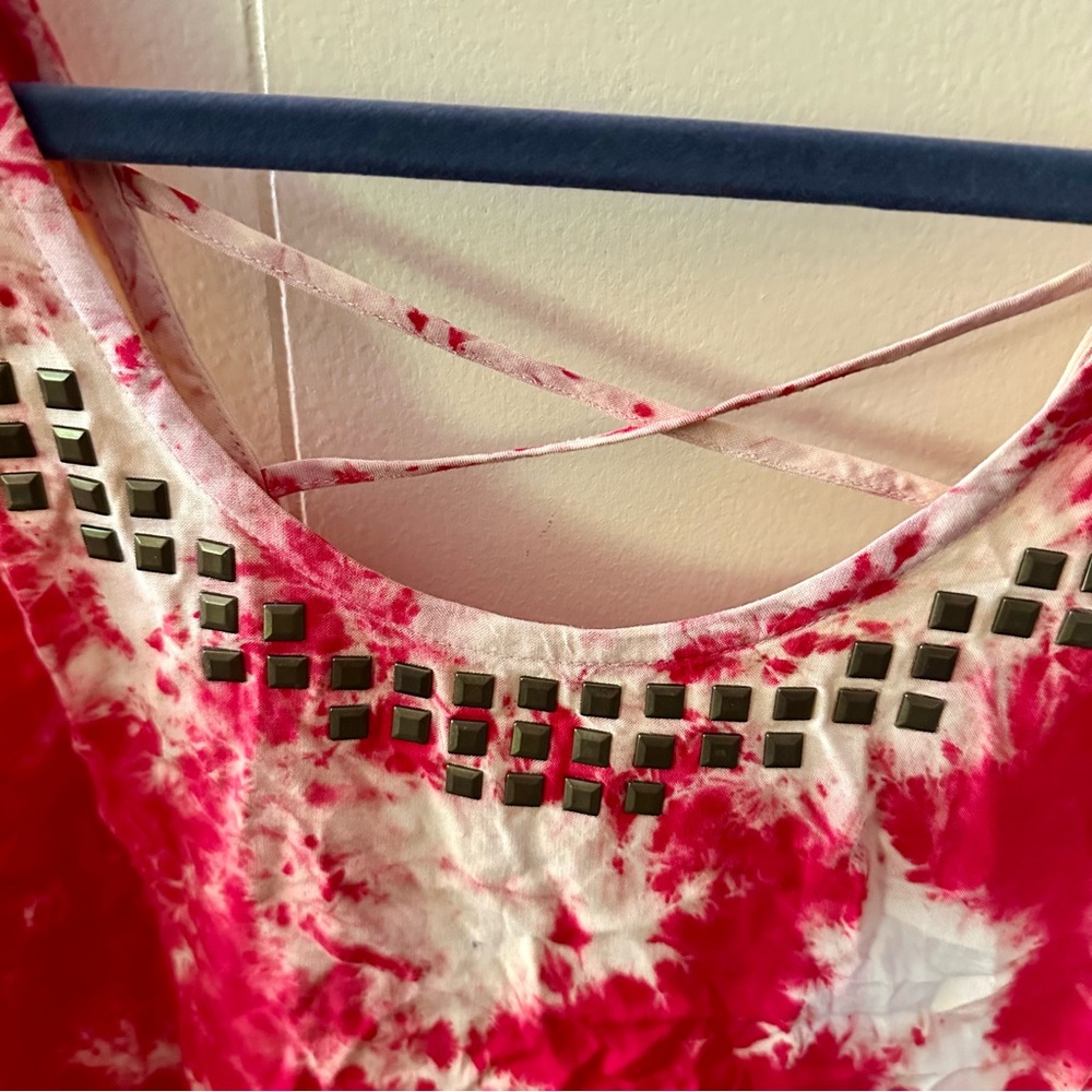 NWT New Forever 21 Studded Tie Dye Open Back Top Large L - Picture 3 of 5